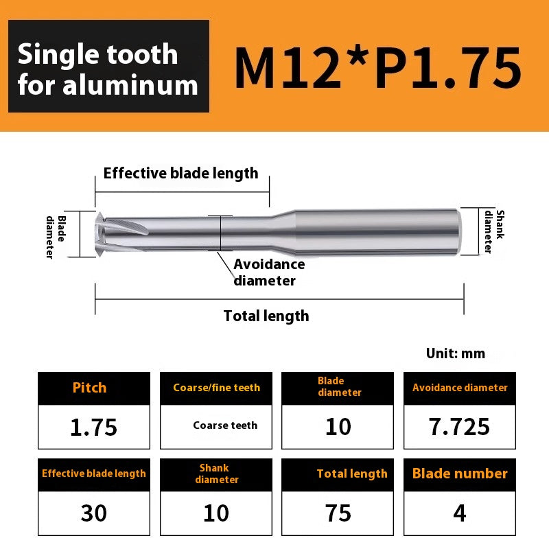 2135-65° aluminum with colorful thread milling cutter lengthened single tooth three-tooth full thread machining center tungsten carbide milling cutter M3M4M5 Shandong Denso Pricision Tools Co.,Ltd.